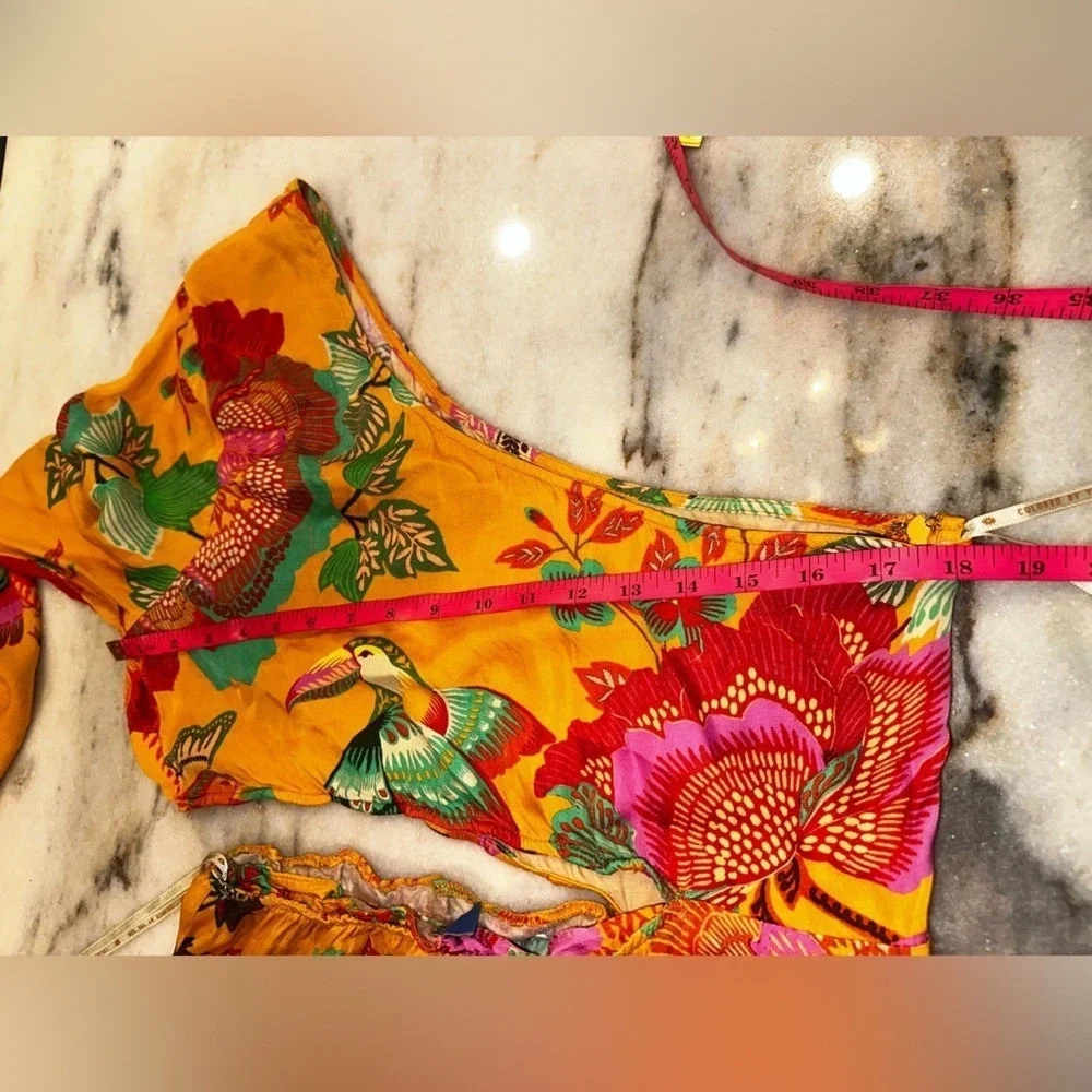 NWT Farm Rio Size Large Petite Floral One-Shoulder Cutout Maxi Colorful Dress - Picture 9 of 15